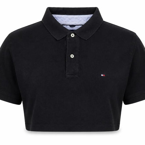 Tommy Hilfiger Women's Black Cropped Polo Shirt Size L