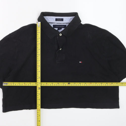 Tommy Hilfiger Women's Black Cropped Polo Shirt Size L