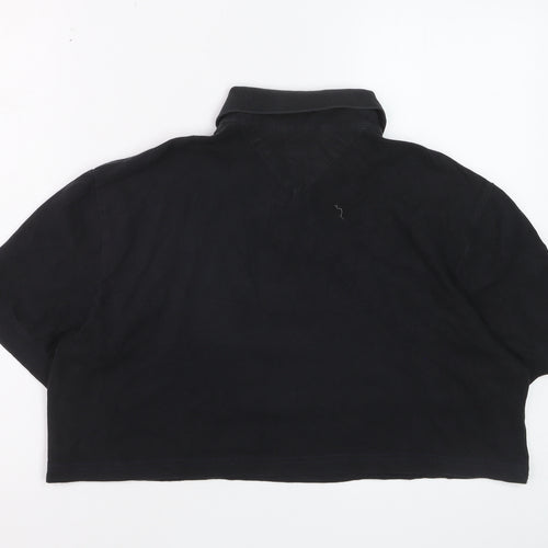 Tommy Hilfiger Women's Black Cropped Polo Shirt Size L