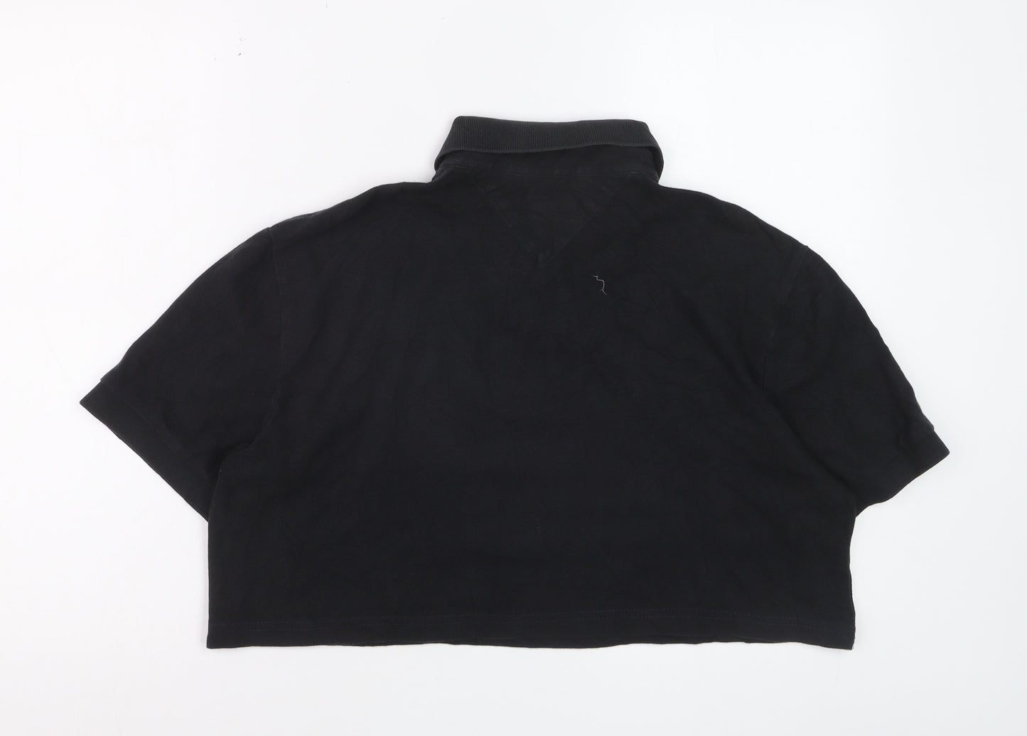 Tommy Hilfiger Women's Black Cropped Polo Shirt Size L