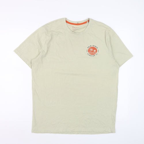 EASY Men Beige Palm Beach Florida Graphic T-Shirt Size L Regular Fit