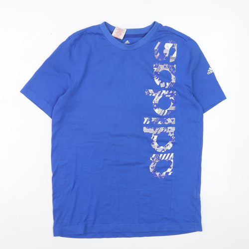 Adidas Boys Blue 13-14 Years Climalite Logo T-Shirt