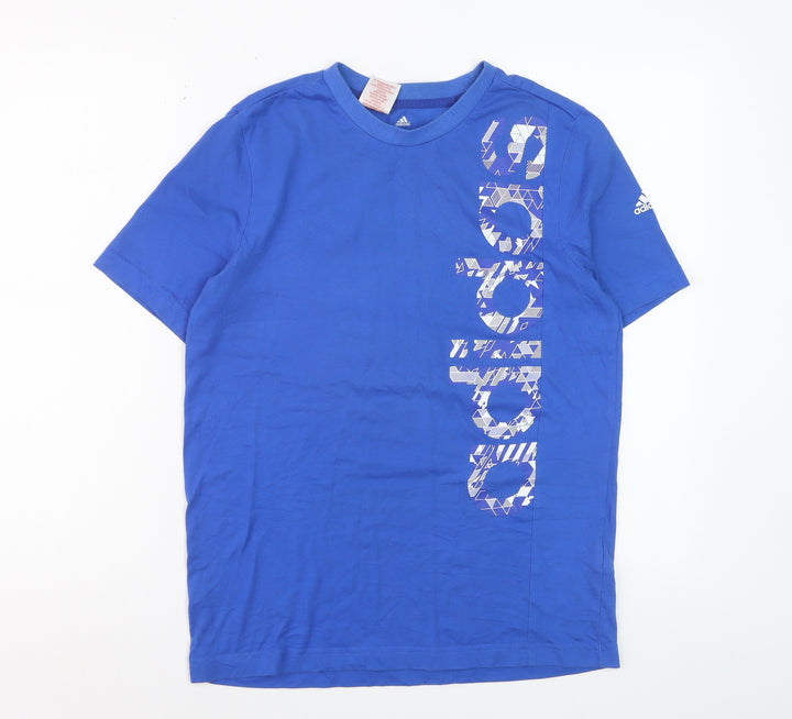 Adidas Boys Blue 13-14 Years Climalite Logo T-Shirt