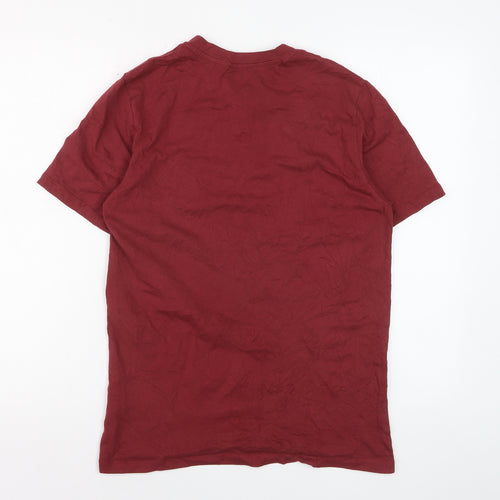 Easy Men's Burgundy Short Sleeve Henley T-Shirt Size S 100% Cotton