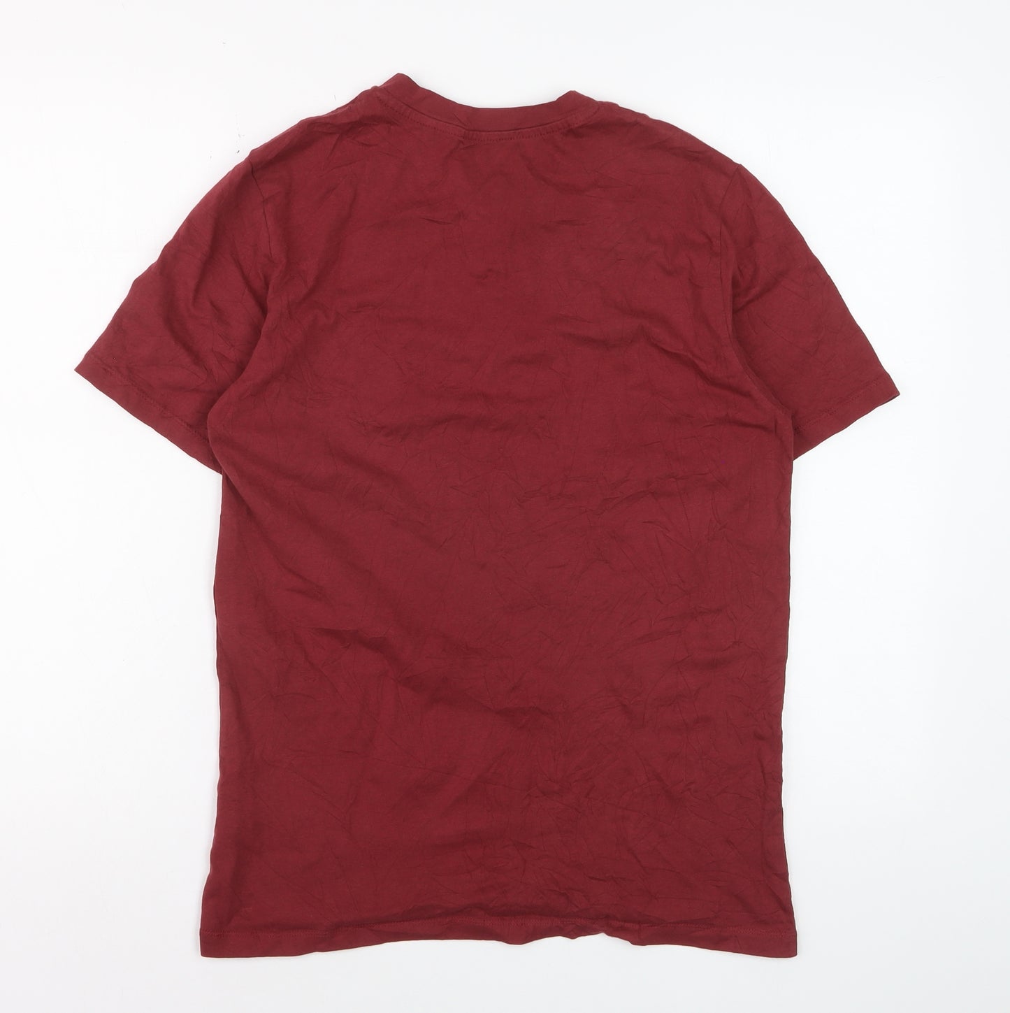 Easy Men's Burgundy Short Sleeve Henley T-Shirt Size S 100% Cotton