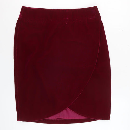 Dalia Collection Womens Red Velvet Wrap Skirt Size 8 Knee Length