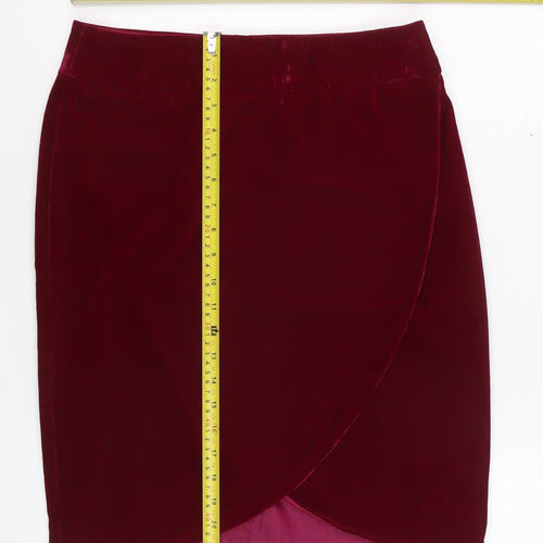 Dalia Collection Womens Red Velvet Wrap Skirt Size 8 Knee Length