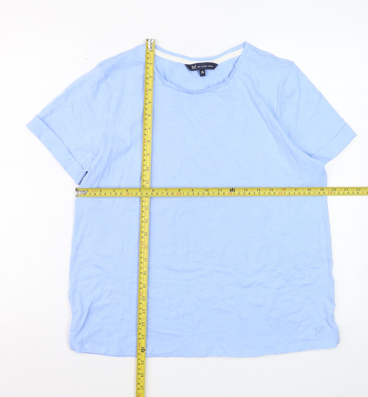 Crew Clothing Company Women Blue Size 14 Cotton T-Shirt