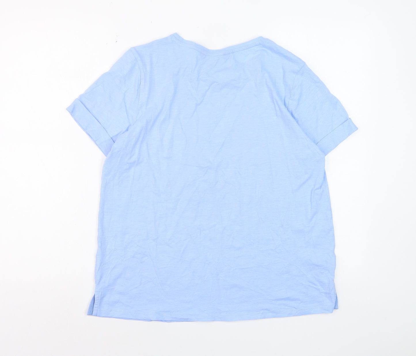 Crew Clothing Company Women Blue Size 14 Cotton T-Shirt