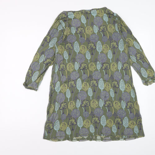 White Stuff Women’s Green Floral Shift Dress Size 12 3/4 Sleeve