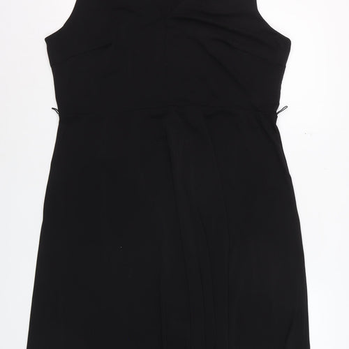 H&M Women’s Black Sleeveless Sheath Dress XL V-Neck Stretch Workwear