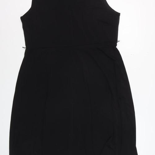 H&M Women’s Black Sleeveless Sheath Dress XL V-Neck Stretch Workwear