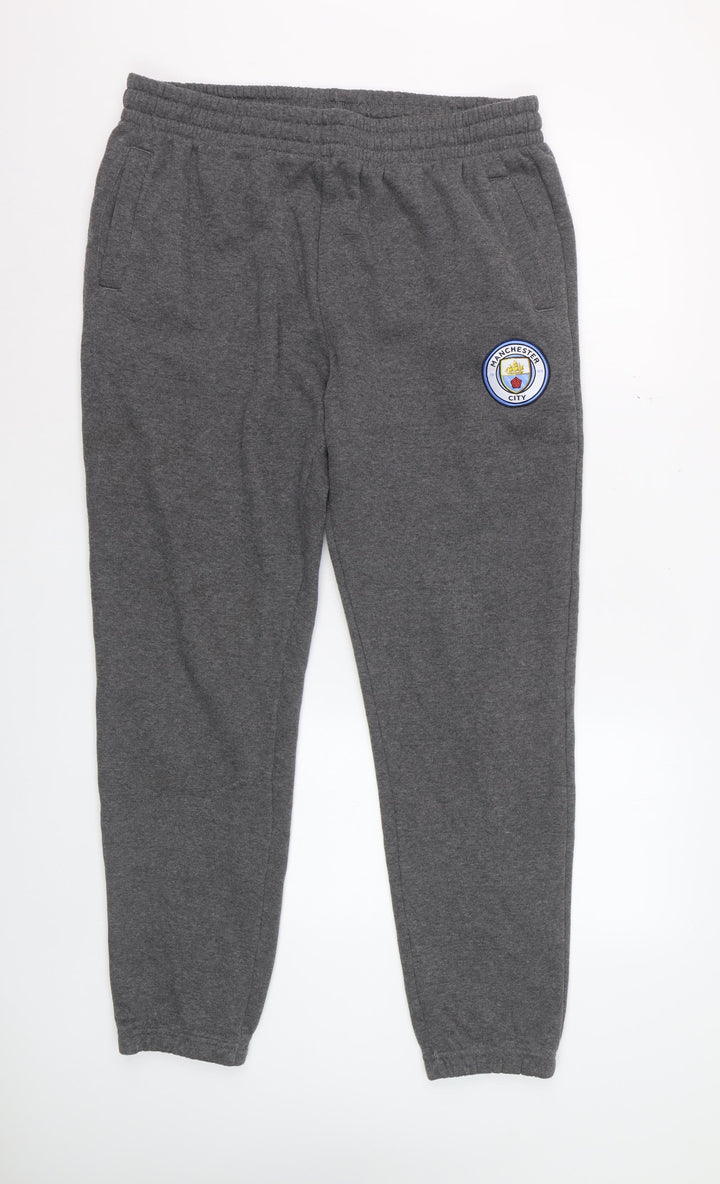 Manchester City Men Grey XL Jogger Trousers Fleece Lined