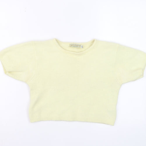 Charlotte Halton Women’s Ivory Angora Blend Cropped Knit Top M/L