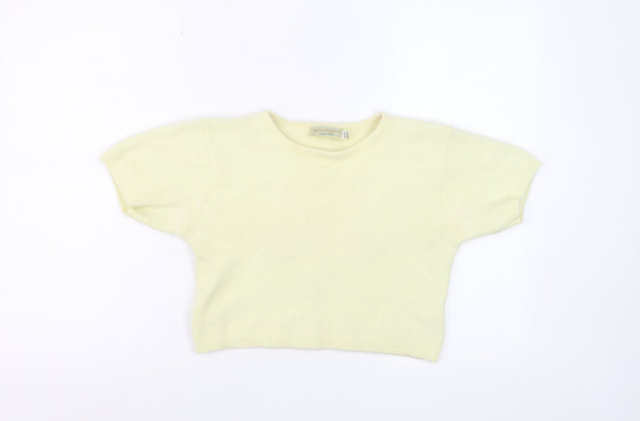 Charlotte Halton Women’s Ivory Angora Blend Cropped Knit Top M/L