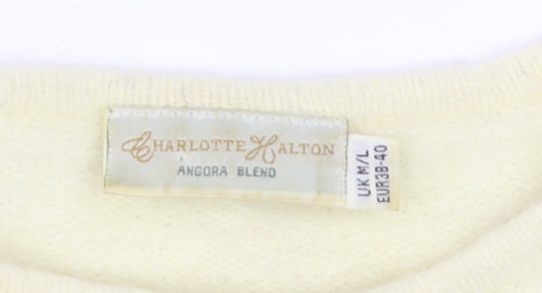 Charlotte Halton Women’s Ivory Angora Blend Cropped Knit Top M/L