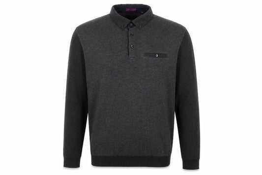 Ted Baker Men’s Grey Long Sleeve Polo Shirt Size L Cotton Blend