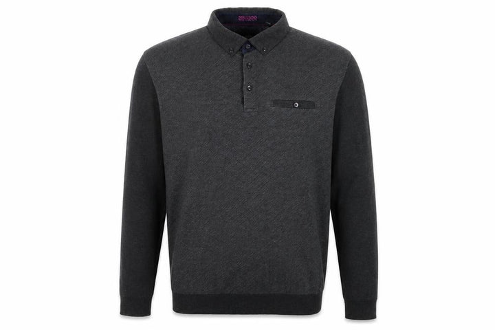 Ted Baker Men’s Grey Long Sleeve Polo Shirt Size L Cotton Blend