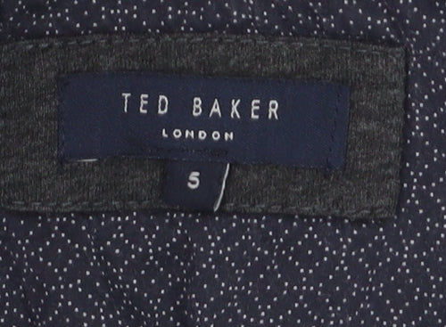 Ted Baker Men’s Grey Long Sleeve Polo Shirt Size L Cotton Blend