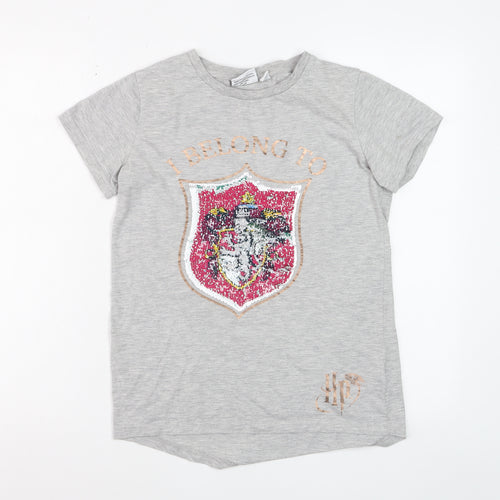 Harry Potter Girls Grey Sequin Crest Short Sleeve T-Shirt 12-13 Years