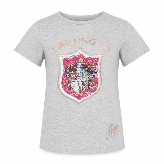 Harry Potter Girls Grey Sequin Crest Short Sleeve T-Shirt 12-13 Years