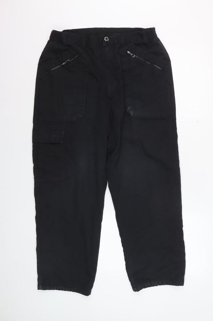 Chums Men's Black Cargo Trousers Size 32 Regular Fit