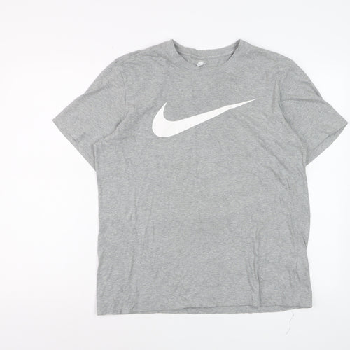 Nike Men's Grey Cotton Crew Neck Short Sleeve Sports T-Shirt M