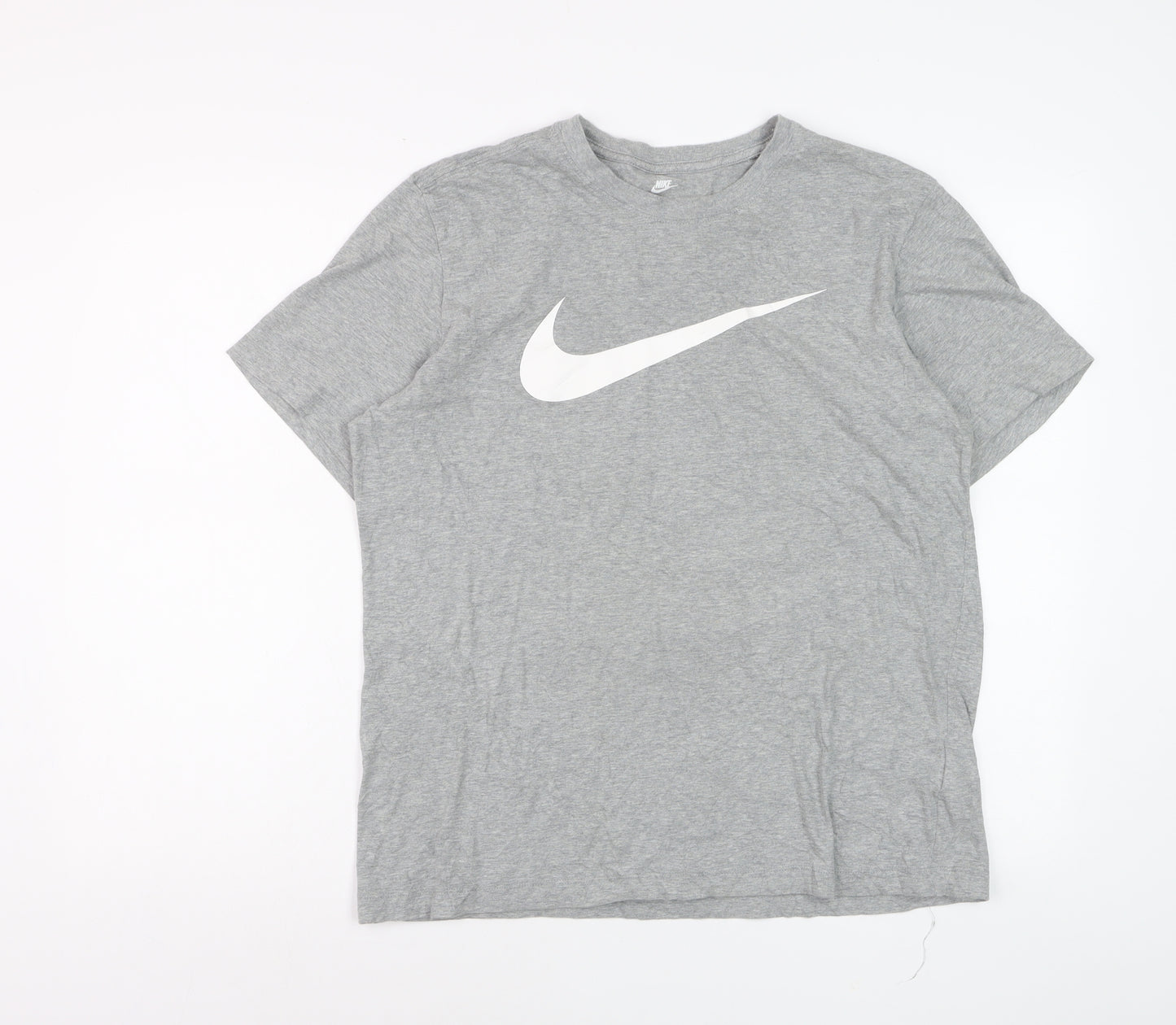Nike Men's Grey Cotton Crew Neck Short Sleeve Sports T-Shirt M