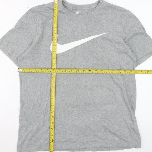 Nike Men's Grey Cotton Crew Neck Short Sleeve Sports T-Shirt M