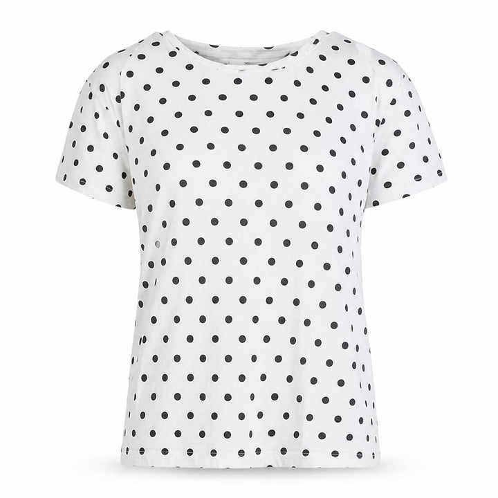 Pull&Bear Womens White Polka Dot Cotton Basic T-Shirt Size 12