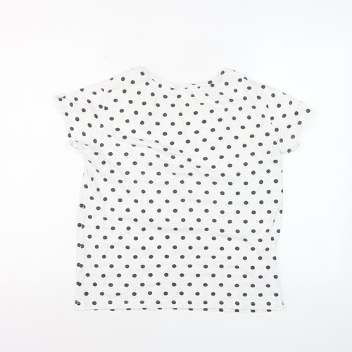 Pull&Bear Womens White Polka Dot Cotton Basic T-Shirt Size 12