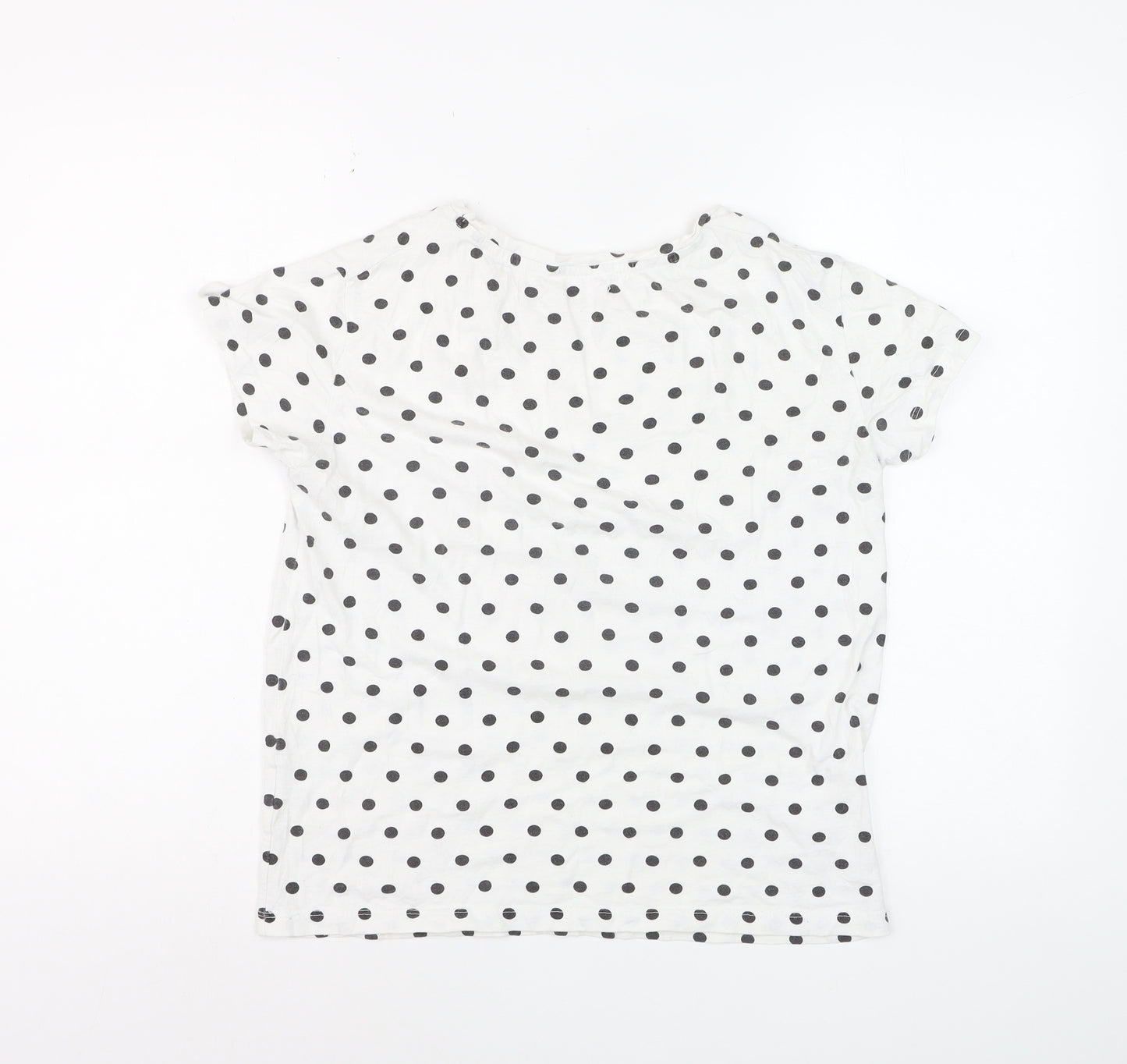 Pull&Bear Womens White Polka Dot Cotton Basic T-Shirt Size 12