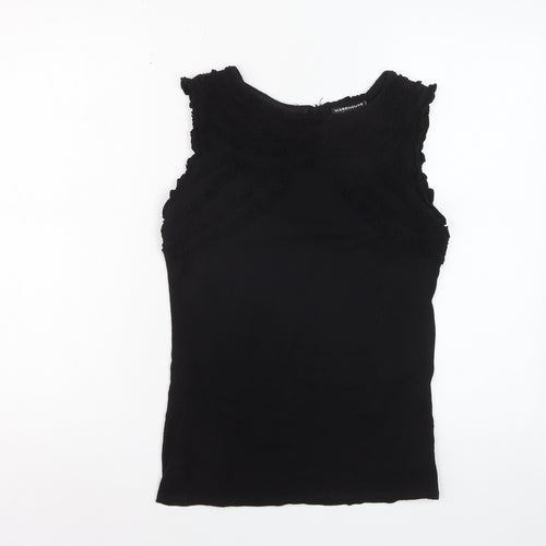 Warehouse Womens Black Sleeveless Basic Top UK 10 Viscose