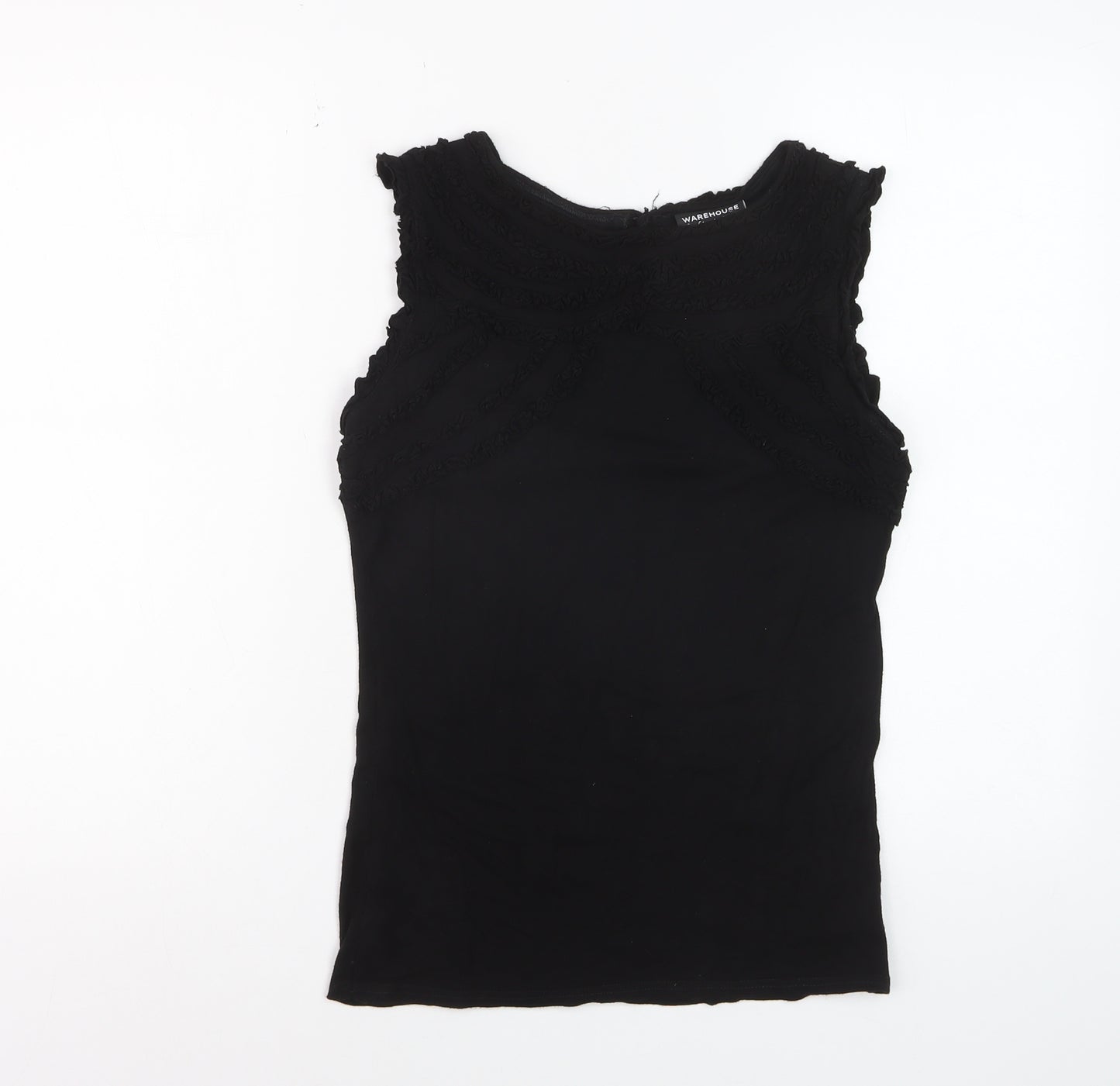 Warehouse Womens Black Sleeveless Basic Top UK 10 Viscose