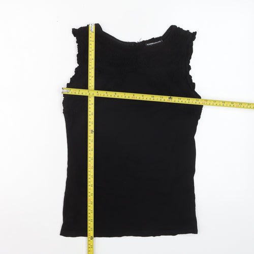 Warehouse Womens Black Sleeveless Basic Top UK 10 Viscose