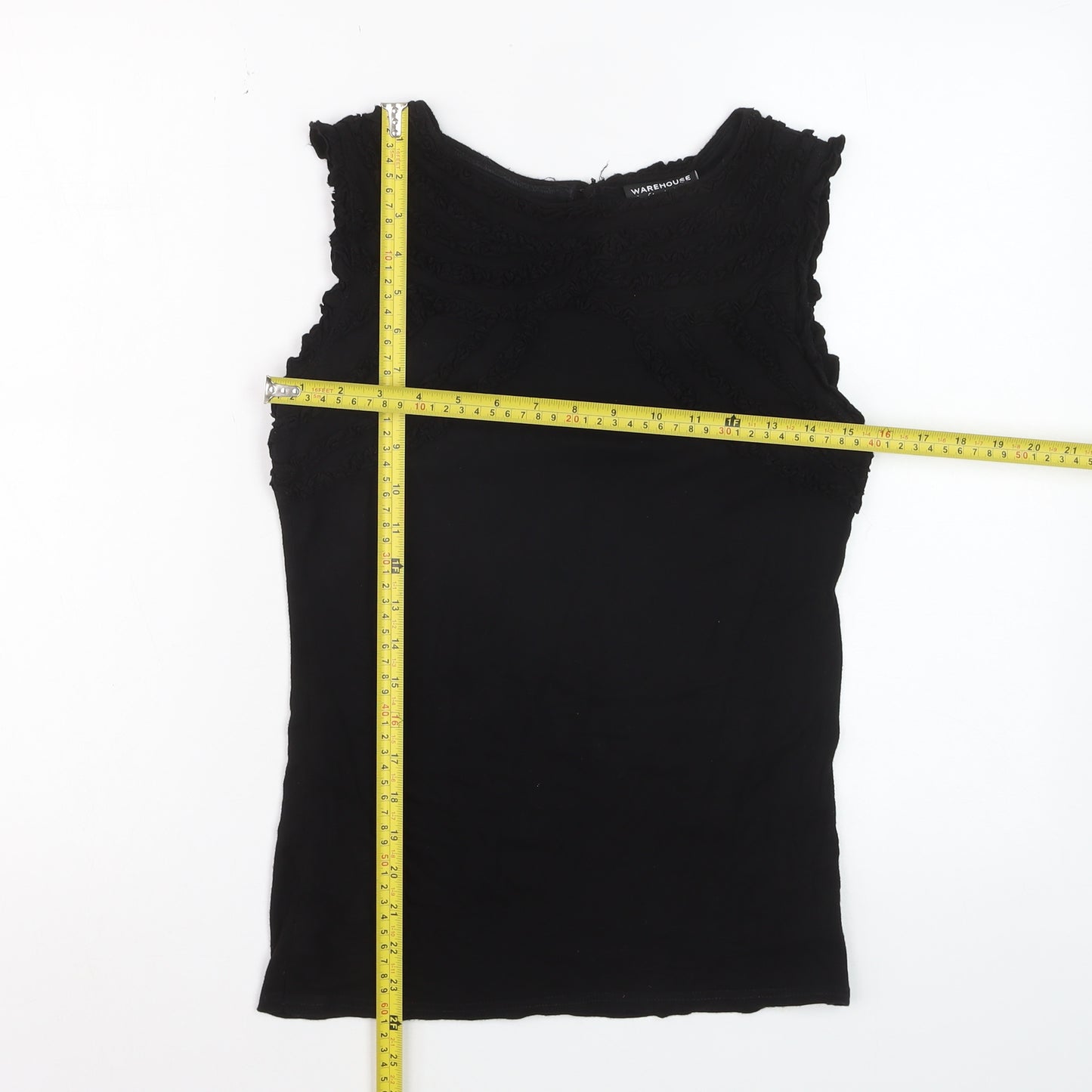 Warehouse Womens Black Sleeveless Basic Top UK 10 Viscose