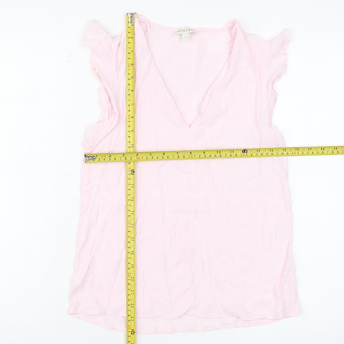 Monsoon Women Pink Sleeveless V-Neck Ruffle Camisole Blouse S