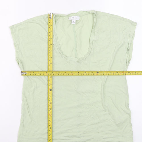 Reiss Womens Green XS Basic Cotton Lyocell Scoop Neck T-Shirt