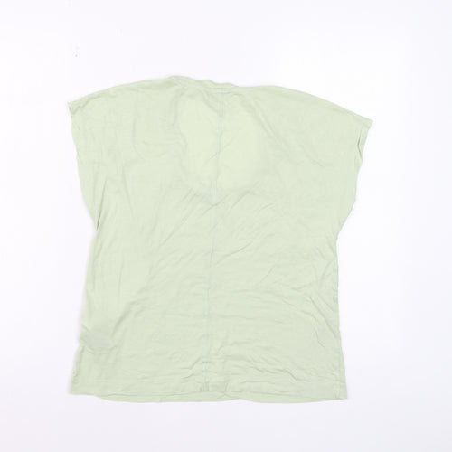 Reiss Womens Green XS Basic Cotton Lyocell Scoop Neck T-Shirt