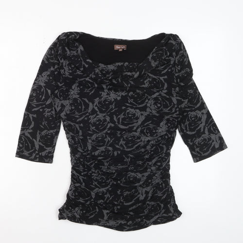 Phase Eight Women’s Black Floral Cowl Neck Tunic Blouse Size 12