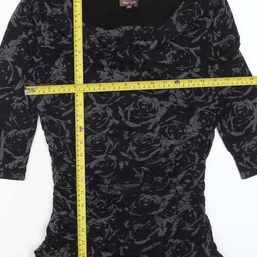 Phase Eight Women’s Black Floral Cowl Neck Tunic Blouse Size 12