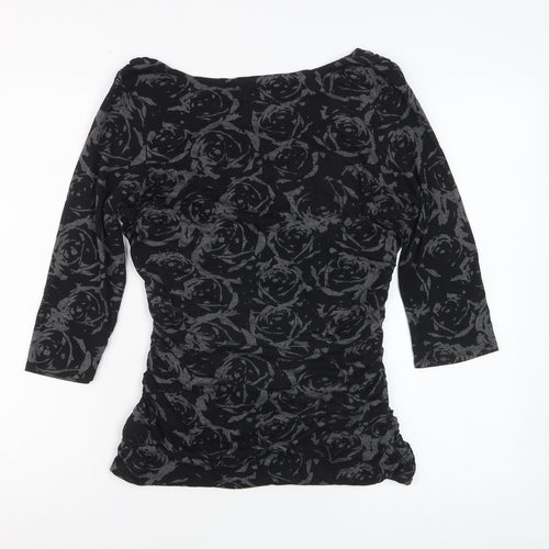 Phase Eight Women’s Black Floral Cowl Neck Tunic Blouse Size 12
