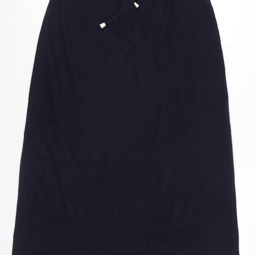 Marks and Spencer Womens Black Size 14 Midi Cotton Blend Pencil Skirt