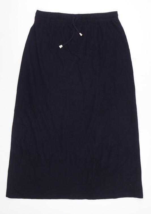 Marks and Spencer Womens Black Size 14 Midi Cotton Blend Pencil Skirt