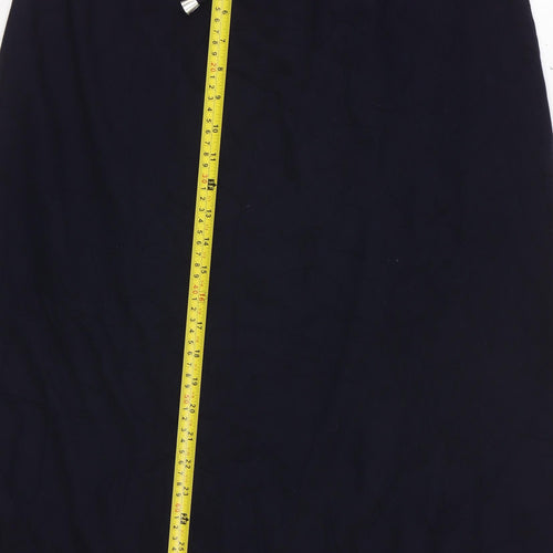 Marks and Spencer Womens Black Size 14 Midi Cotton Blend Pencil Skirt