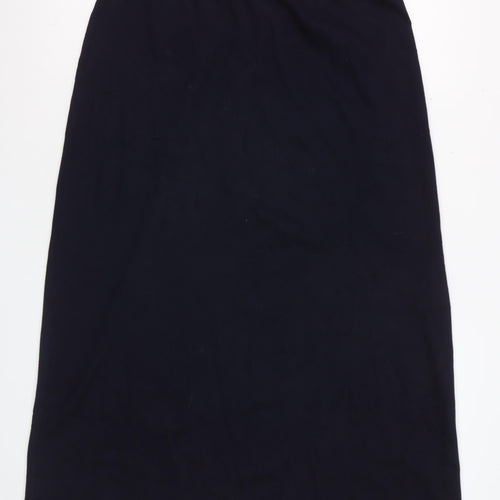 Marks and Spencer Womens Black Size 14 Midi Cotton Blend Pencil Skirt
