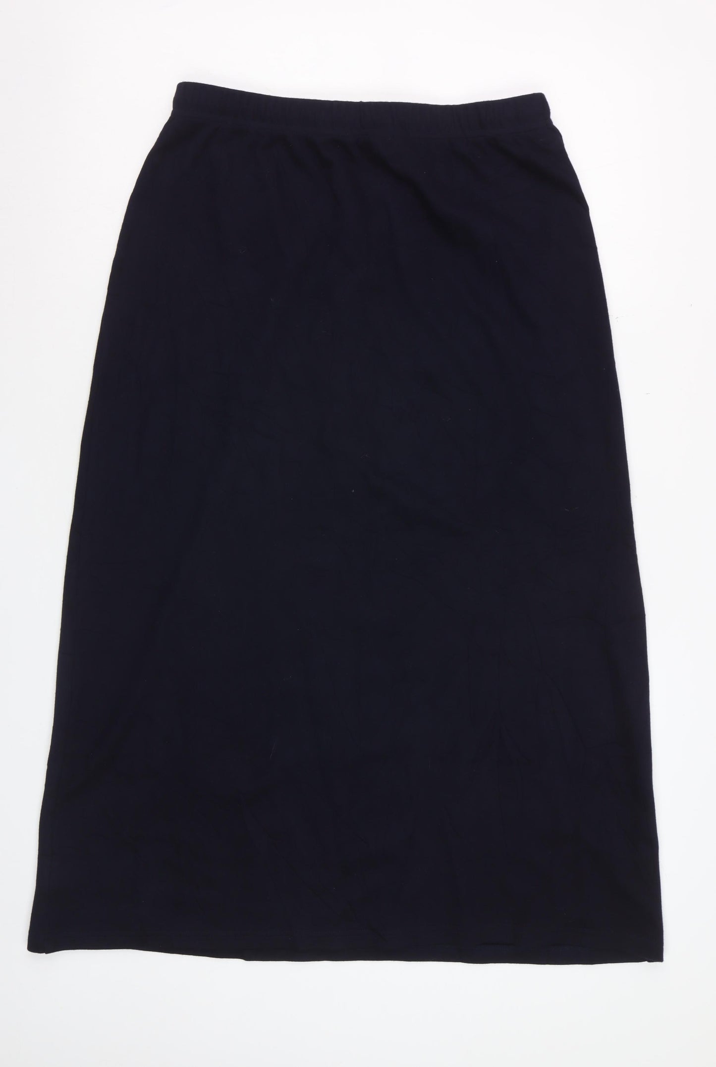 Marks and Spencer Womens Black Size 14 Midi Cotton Blend Pencil Skirt