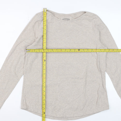 FatFace Womens Beige Long Sleeve Cotton Elastane Basic T-Shirt Size 14