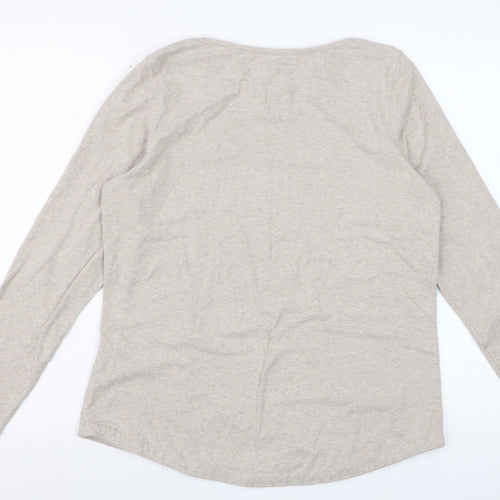 FatFace Womens Beige Long Sleeve Cotton Elastane Basic T-Shirt Size 14
