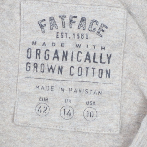 FatFace Womens Beige Long Sleeve Cotton Elastane Basic T-Shirt Size 14